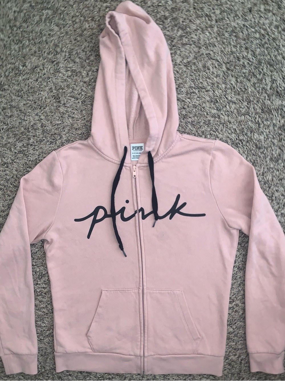 PINK Light Pink Zip-Up Hoodie with Script Logo